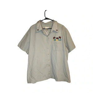 Bobbie Brooks Vintage Embroidered Lady Bug Cotton Short‎ Sleeve Shirt 22W/24W